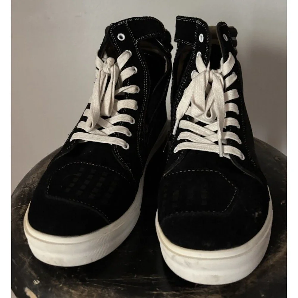 Iron Jias Men’s High Top Lace Up Motorcycle Shoes Black/Gray/White Size 10